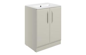 Stafford 615mm Floor Standing 2 Door Basin Unit w/0TH Basin - Matt Latte